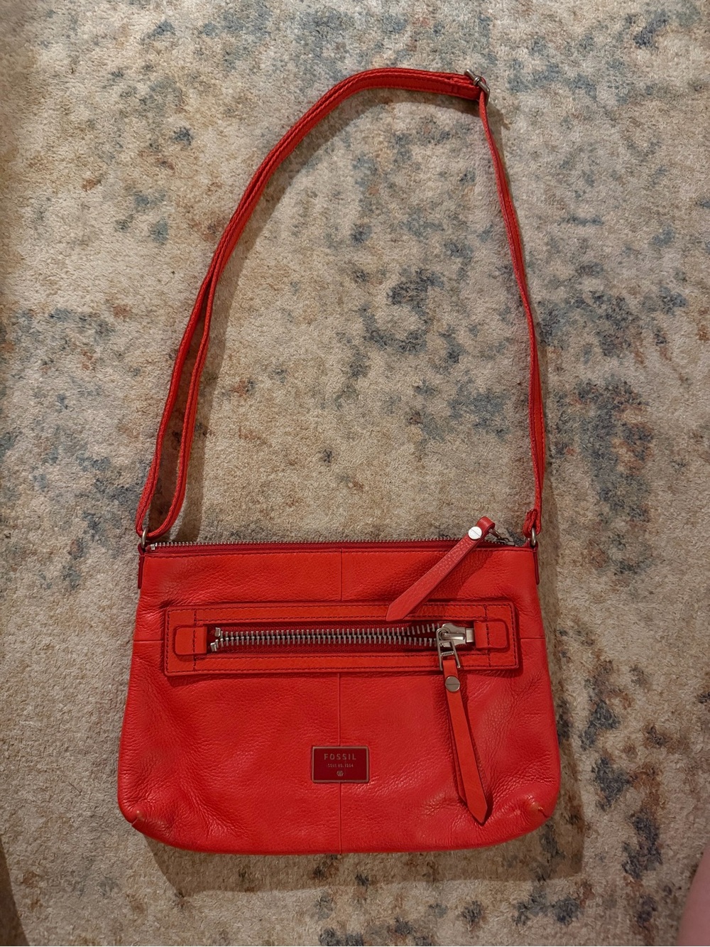 Fossil Red Leather Crossbody Purse
